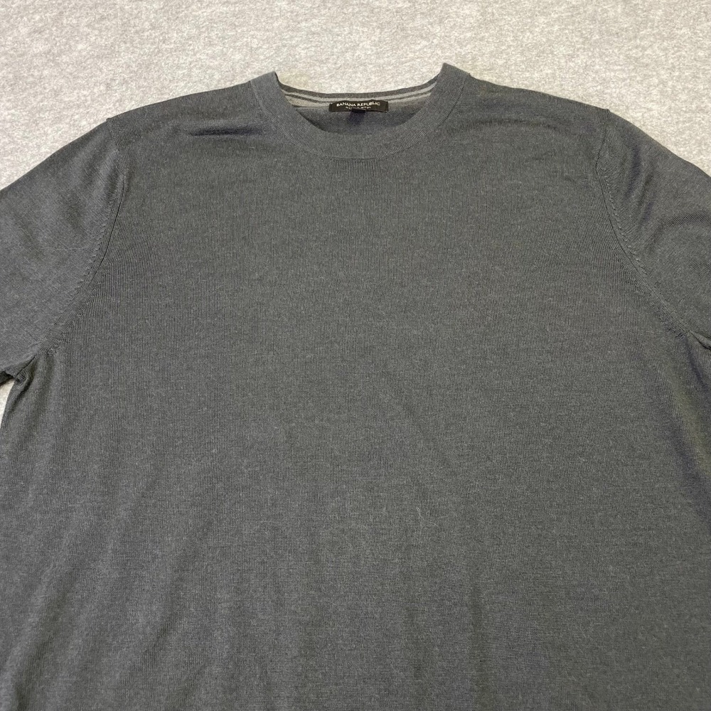 Banana Republic Mens XL Merino Wool Crewneck Sweater Charcoal Gray Pullover